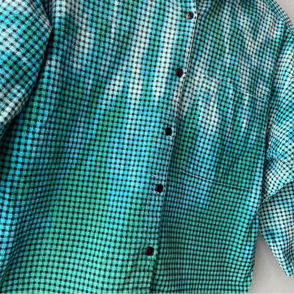 🦞3/$30🦞 You Babes | Reworked Vtg Guns n Roses Bleach Dyed Gingham Button Down - Picture 5 of 7